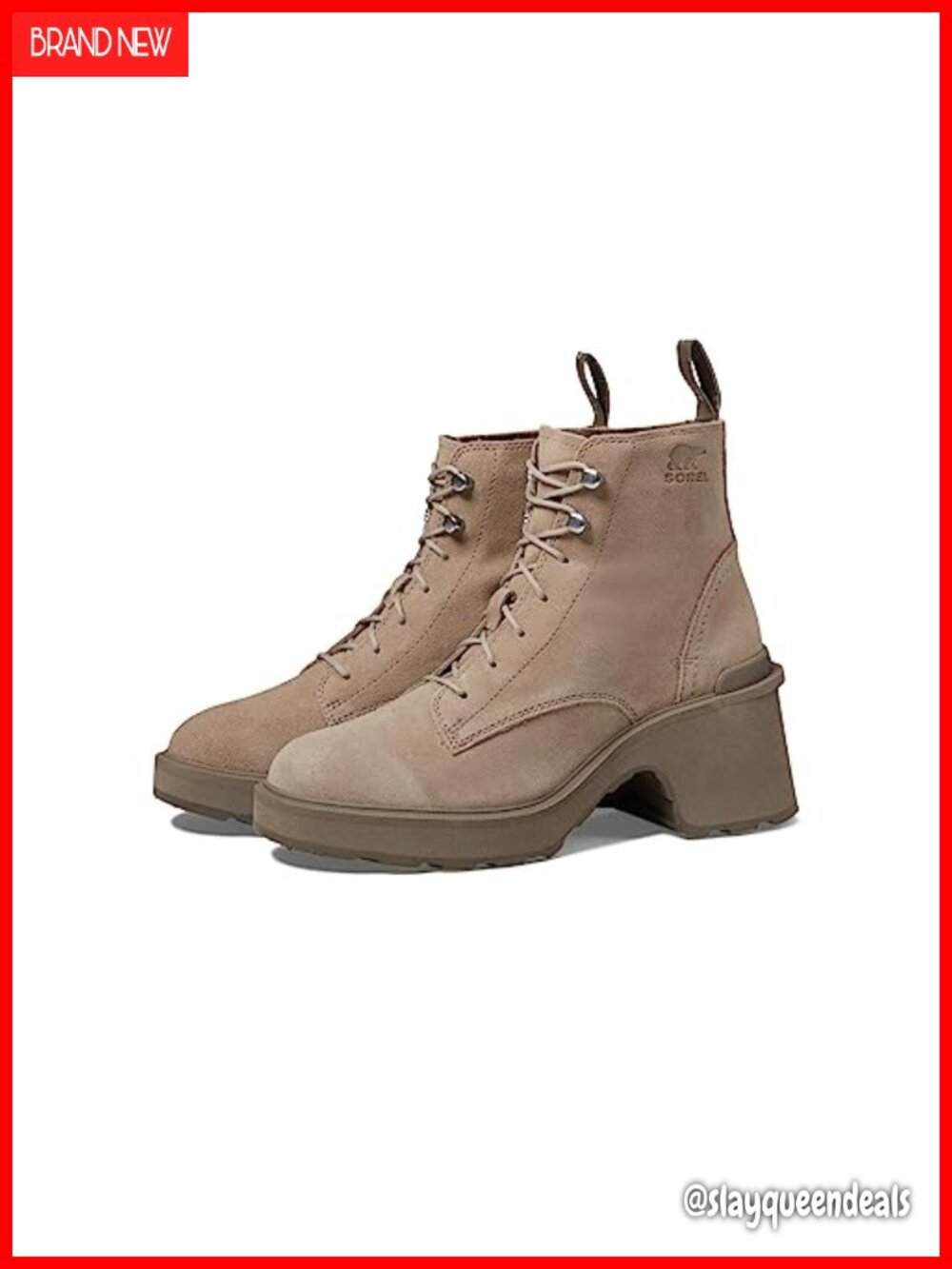Waterproof Lace-Up Ankle Heel Boots with EVA Midsole & Rubber Sole